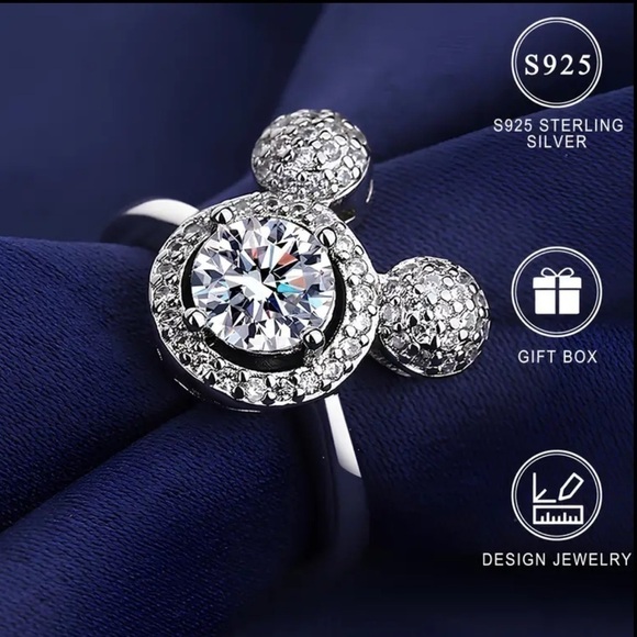 Women’s 925 Sterling Silver Mickey Mouse Halo Ring - Size 7 - NWT - Picture 2 of 5